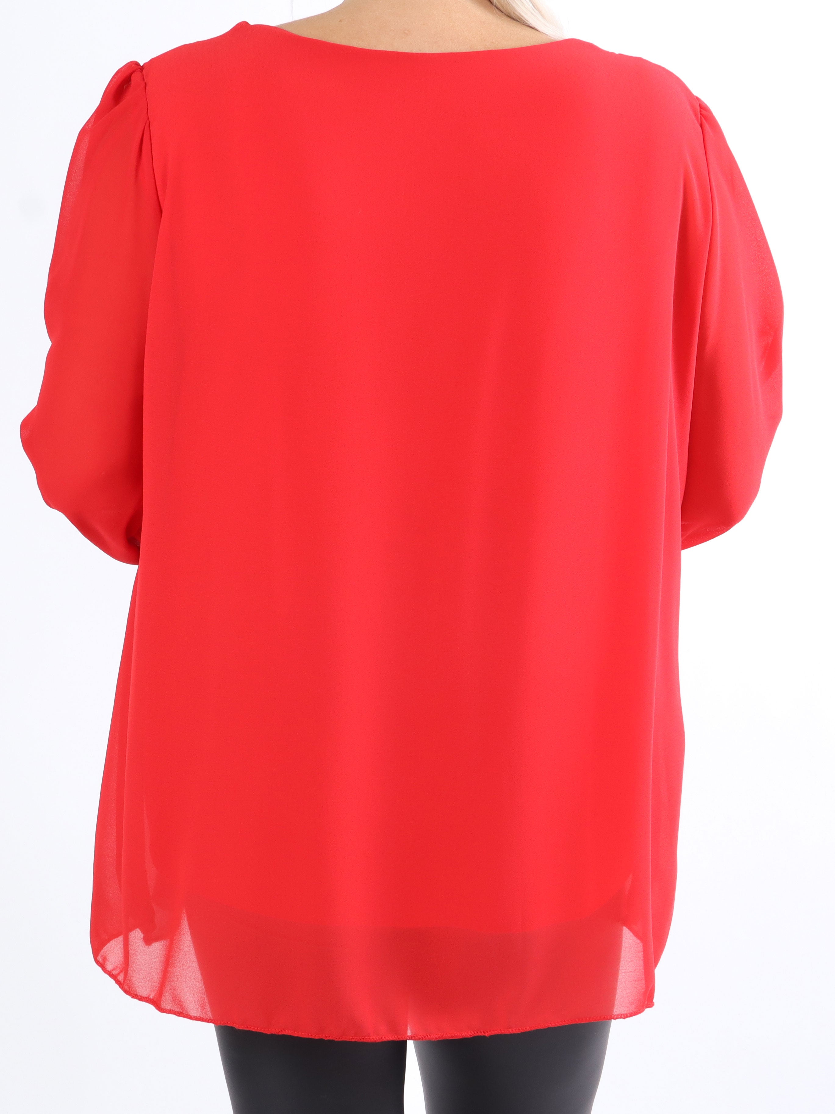 Nellike - Plus size tunika i chiffong med paljetter
